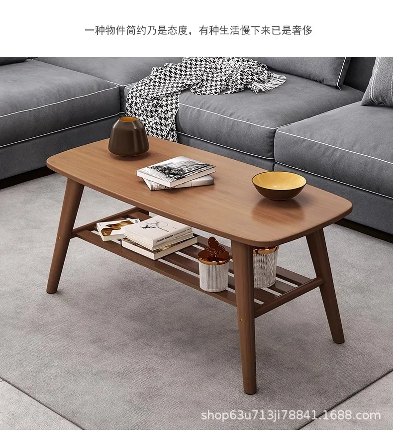 Coffee Table Living Room Center Minimalist Display 2-Tier Wood Coffee Table with Shelf Storage Mesa De Centro Elevable طاولة