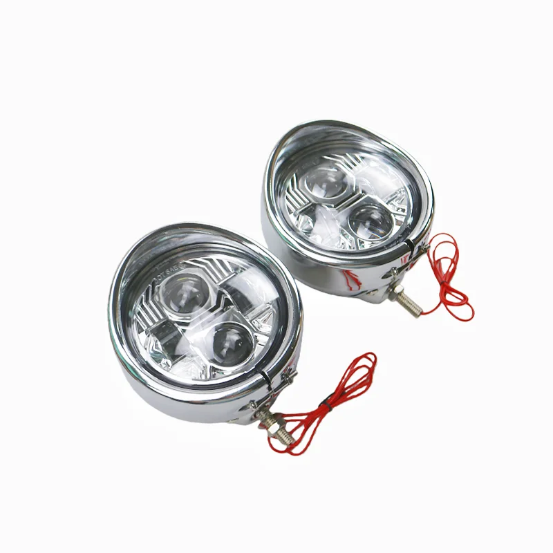 Motorcycle LED Auxiliary Fog Lights 12V Round Passing Spotlight for Harley Chopper Bobber Cafe Racer Classic FLHR Road King