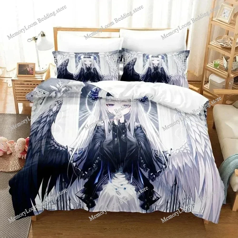 Angel Girl  Modern Bedding Set Single-Twin-Full-Queen-King Size Adult Kid Bedroom Breathable Duvet Cover 3D Print Vibrant Anime