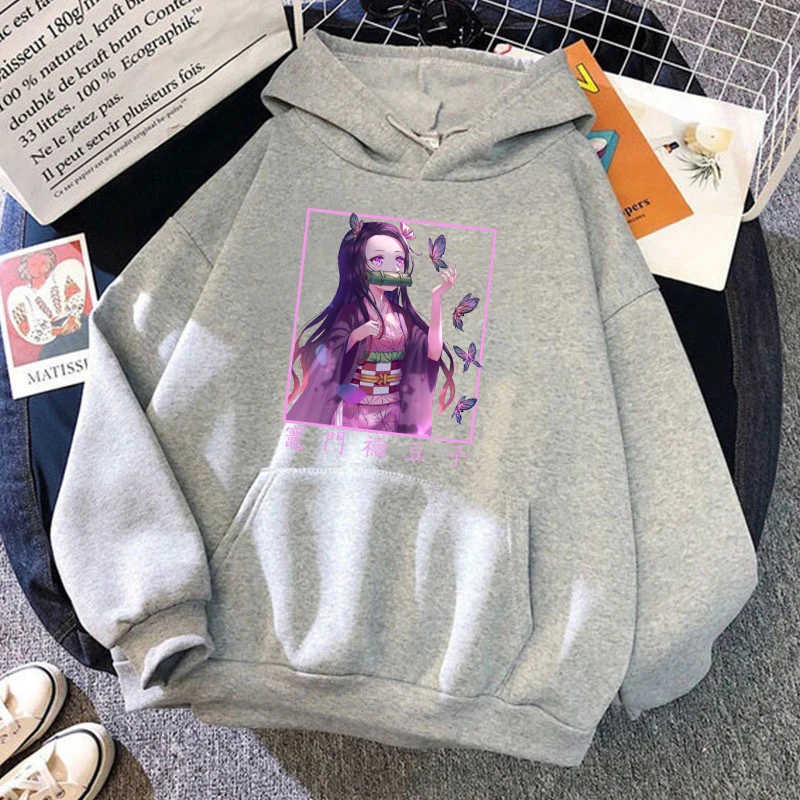 Anime Kamado Nezuko Print Hoodies Men/Women Fashion Personality Hooded Pullover Teen Casual Long Sleeve Sweatshirts