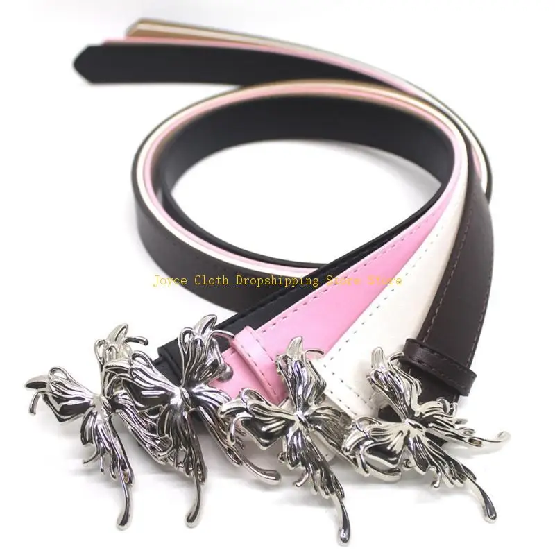 الجمالية فراشة مشبك حزام للنساء موضة دبوس مشبك حزام حزام عريض كول بنات حزام للجينز السراويل ديكور 10CD