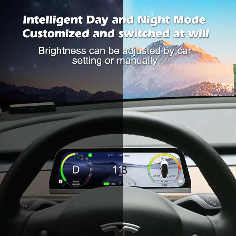 Car Head-Up Display Touch Screen HUD With Wireless Carplay Android Auto Speaker Navigation Speed Power For Tesla Model 3 Y