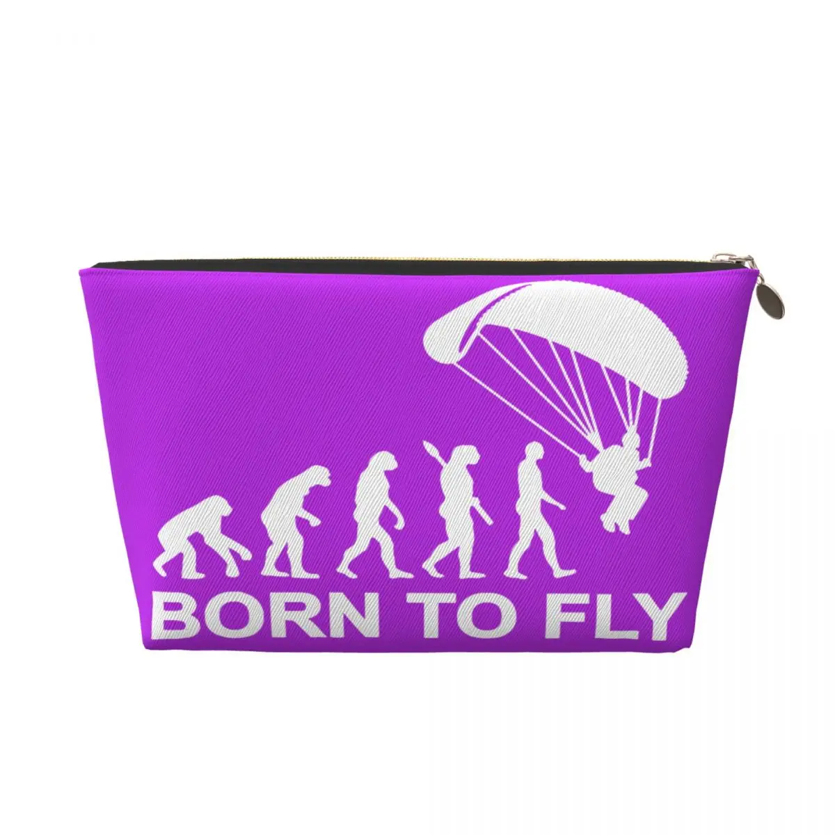 Custom Evolution Skydiving Born To Fly Travel Toiletry Bag Paraglider Paragliding Makeup Cosmetic Organizer Beauty Storage