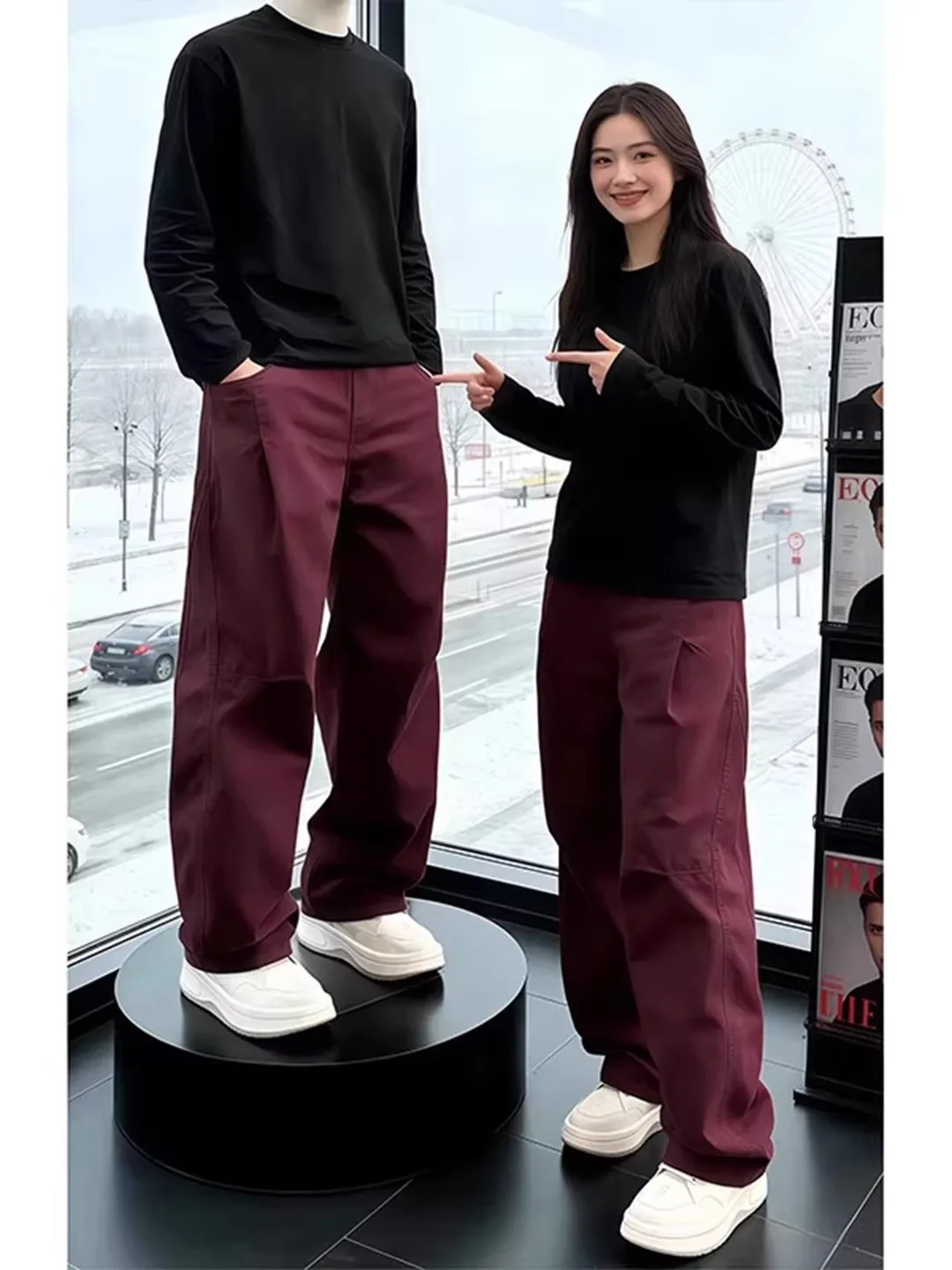 

Bury Wide Leg Straight Cut Men's Workwear Trousers Cleanfit Loose Jeans Casual Straight Tube Pants Autumn Winter Street S...