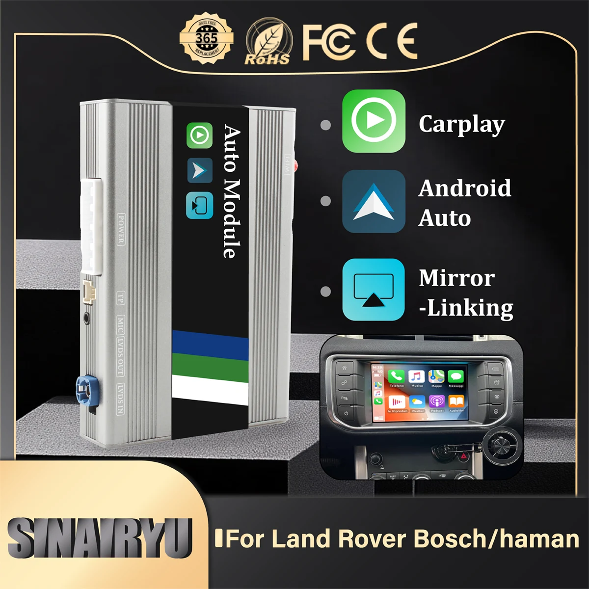 Sinairyu Wireless Apple CarPlay For Land  Rover Mirroring Android Auto AirPlay Retrofit Box