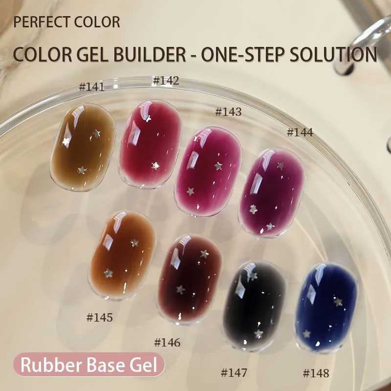 PERFECT COLOR Rubber Base Gel Polish 12ml, 8 Colors, Red Gel Polish, Nail Kit Manicure DIY Nail Art Salon Home, Christmas Nails