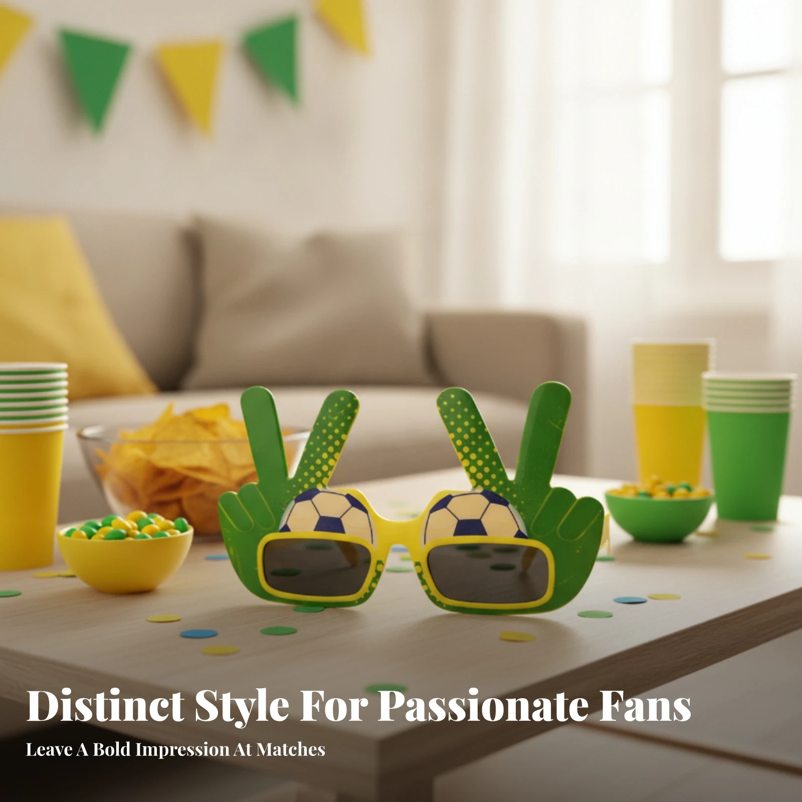 Hand Sign Glasses Novelty Design Soccer Fan Shades Yellow Edging Brazil Football Glasses Team Spirit Themed Eyeglasses
