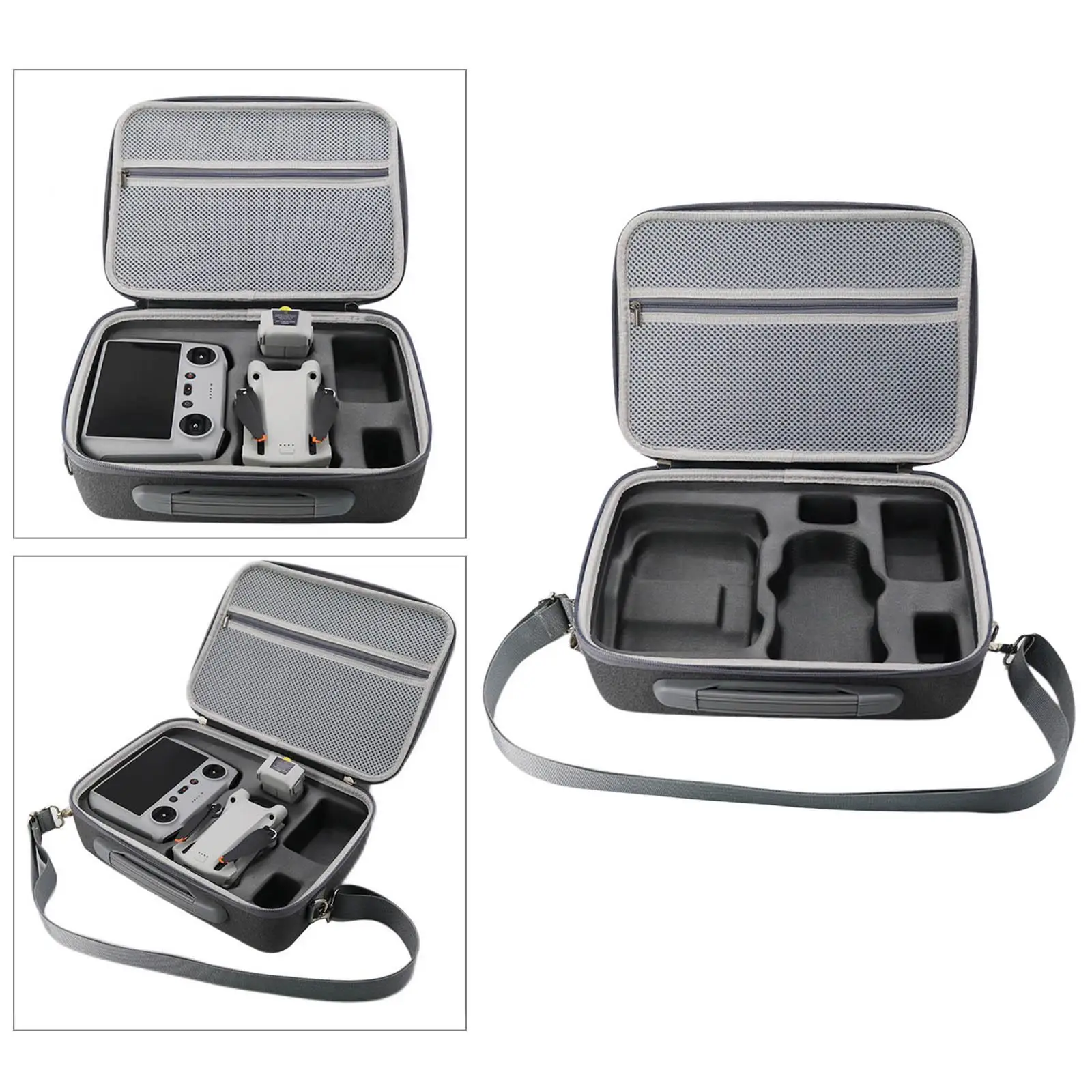Portable Carrying Case for DJI Mini 3 Pro Adjustable Strap Breathable Waterproof Drone Storage Bag Hard Shell Scratch Proof Gray