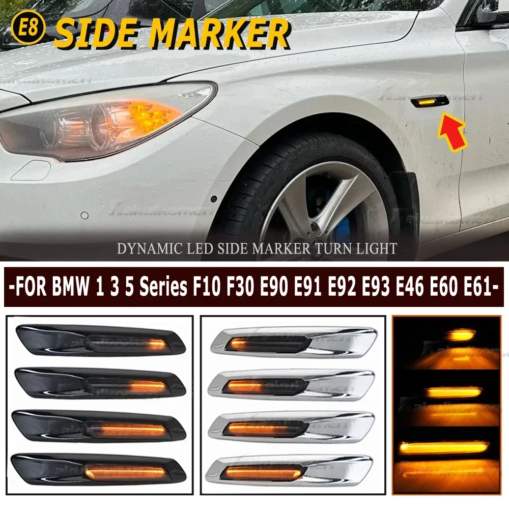 Cars Front Side Marker Light Fender Light Bright Black Fender Turn Signal For BMW 5 Series F10 F11 2010-2017 Turn Signal Lamp