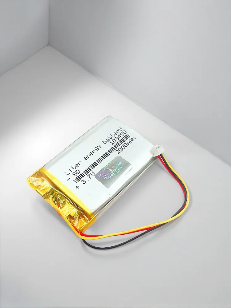 li-po 1.25mm connector 103450 3.7V 2000MAH lipo polymer lithium rechargeable battery GPS navigator DVD recorder headset e-book