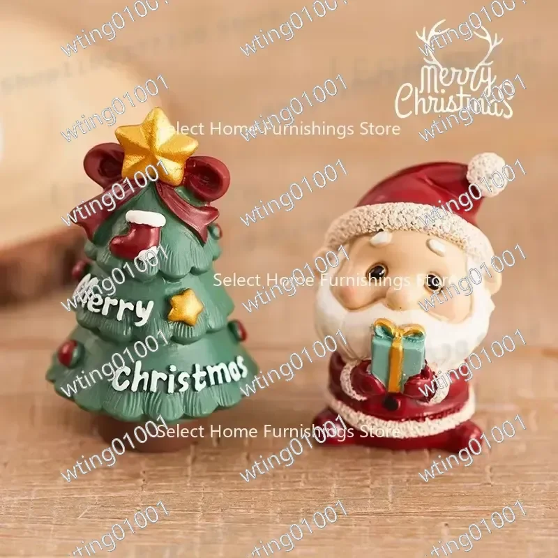 for Christmas Tree Resin Ornaments Mini Pendants Festive Holiday Home Decor Desktop Scene Display Props Household Decoration