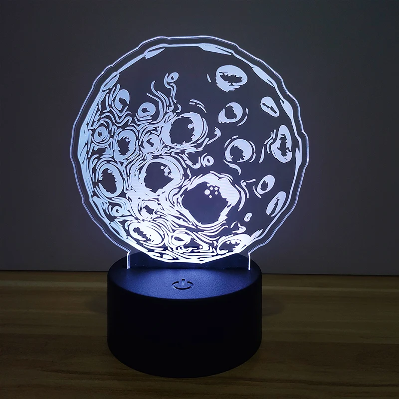 Lámpara de mesa de baja potencia con USB para decoración doméstica, luz nocturna LED acrílica, regalo personalizado, Luna 3d