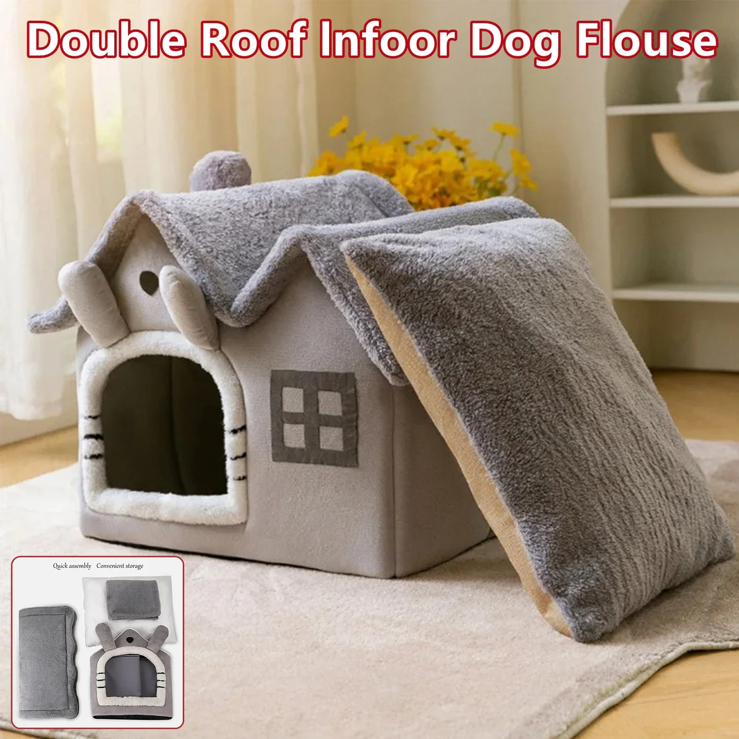 

Foldable Dog Cat House Kennel Bed Mat with Cushion for Small Medium Dogs Cats Winter Warm Cat Nest Puppy Cave Sofa Pet Products