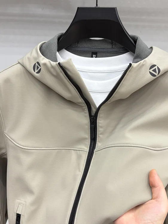 

Men's Autumn Winter Hooded Jaet Tee-Proof Fabric Outdoor Soft ell Commuting Outdoor Climbing Clothes Cold Resistance Ou...