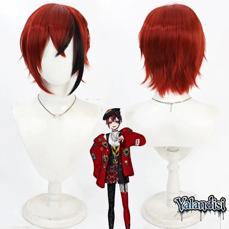 Yalandisi& Game Anime Riddle Rosehearts Cosplay Wig Twisted Wonderland Teased Roots Black Streaks Heat-Resistant Fiber Synthetic