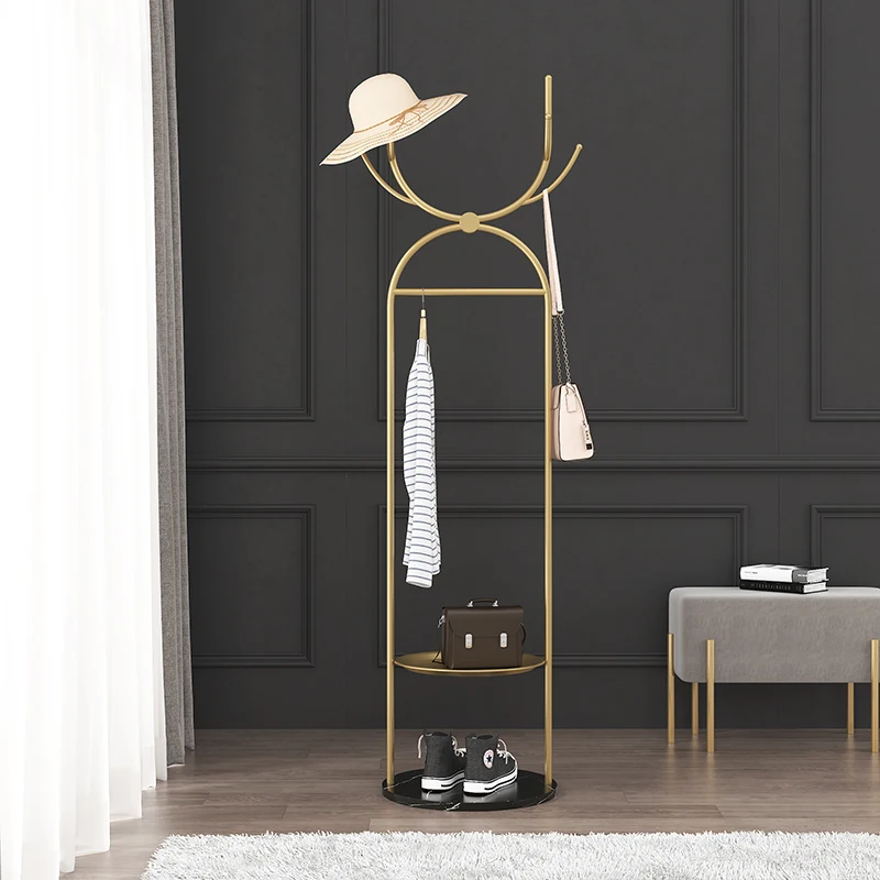 Modern luxury and minimalist floor standing clothes and hats rack, entering the living room, bedroom, hotel club, bedside vertic