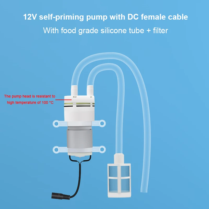 DC 12V Water Pump Resistant to High Temperature Hot Water Boiling Water Diaphragm Self-priming Pump Water Dispenser Small Motor