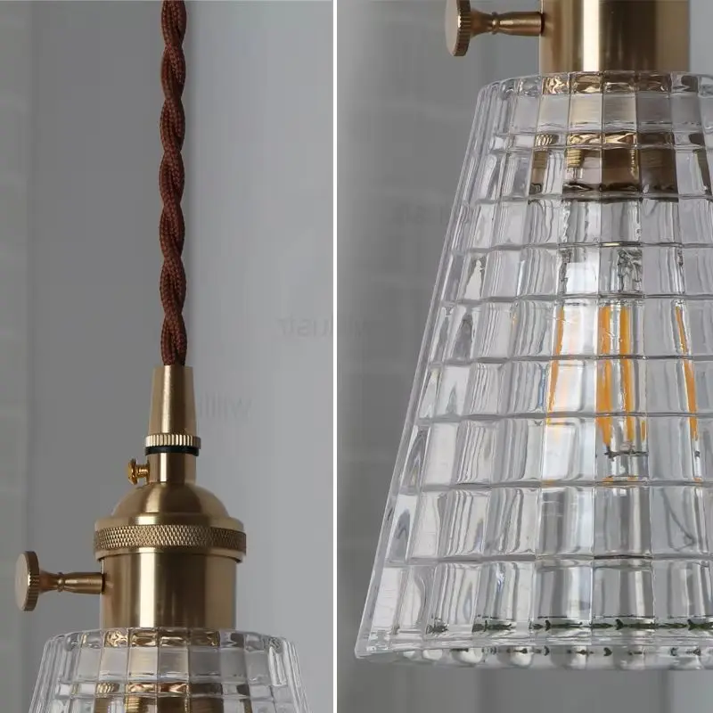 Nordic vintage taper puzzle glass pendant light dinning room home hotel restaurant Japan light copper part glass suspension lamp