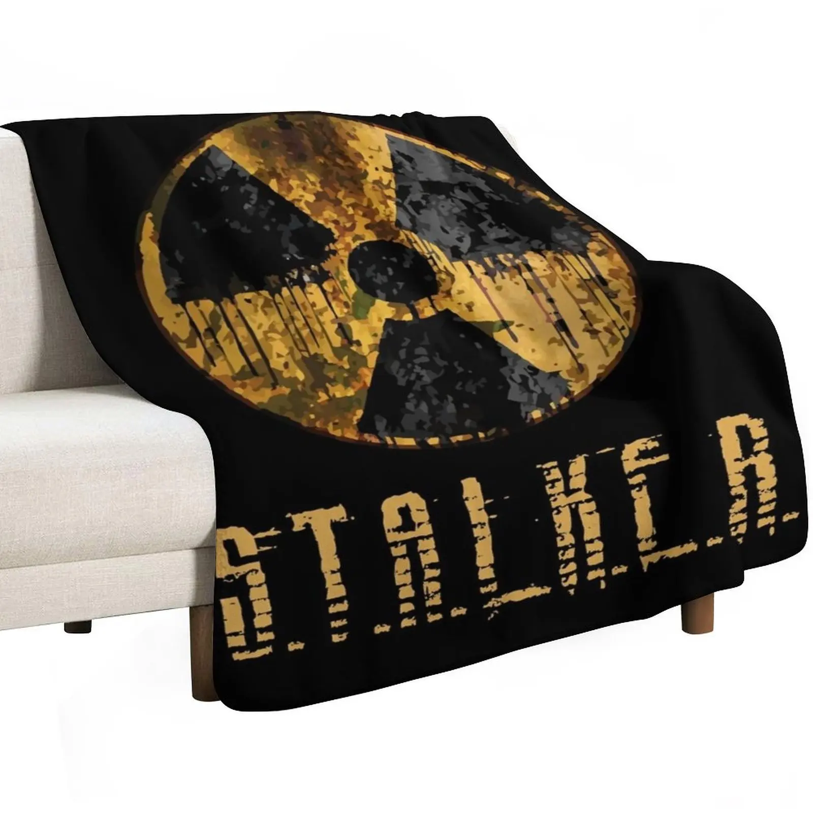 Stalker Radiation Emblem Throw Blanket Flannel Hair warm for winter Travel Giant Sofa Soft Blankets