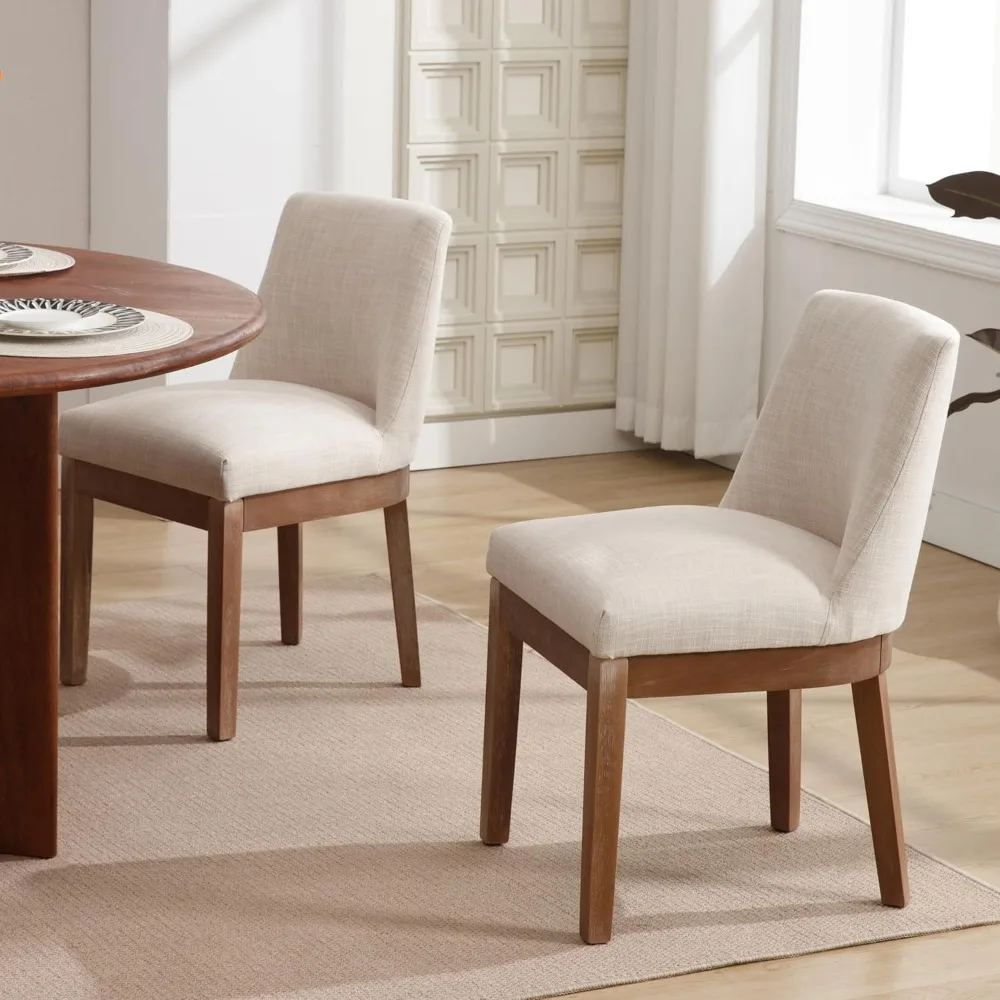 

Modern Dining Chair Set of 4 Comfortable Dining Room Chairs with Backrest, Linen Upholstered Kitchen Side Chairs