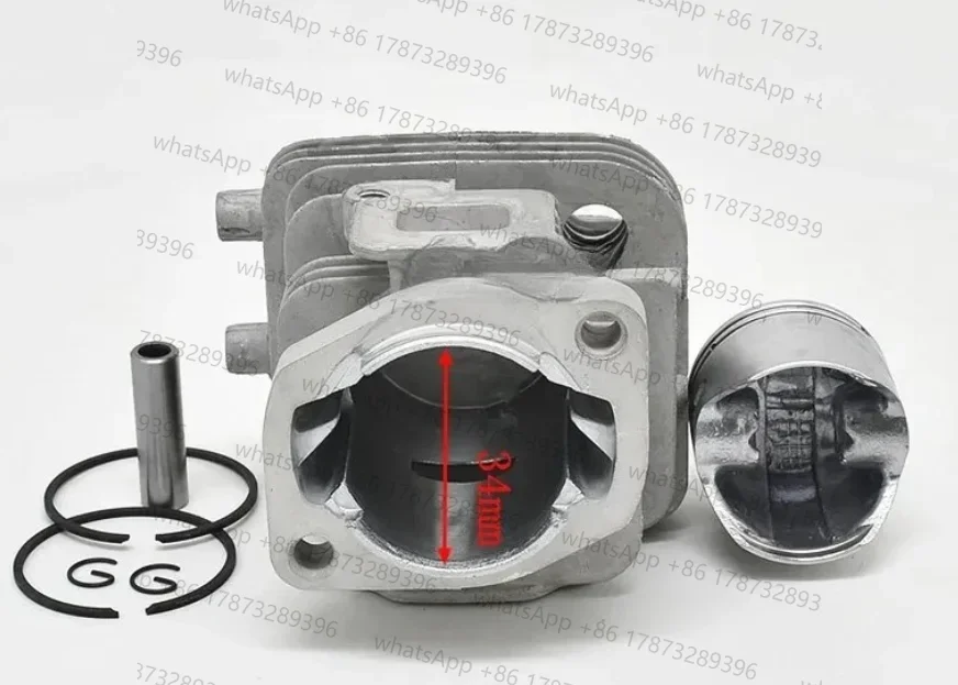 Conjunto de Cilindro HT603D HT753S 34mm para Roçadeira Zenoah HT603D HT753S 603D 753S com Anel de Pistão, Pino e Clipe
