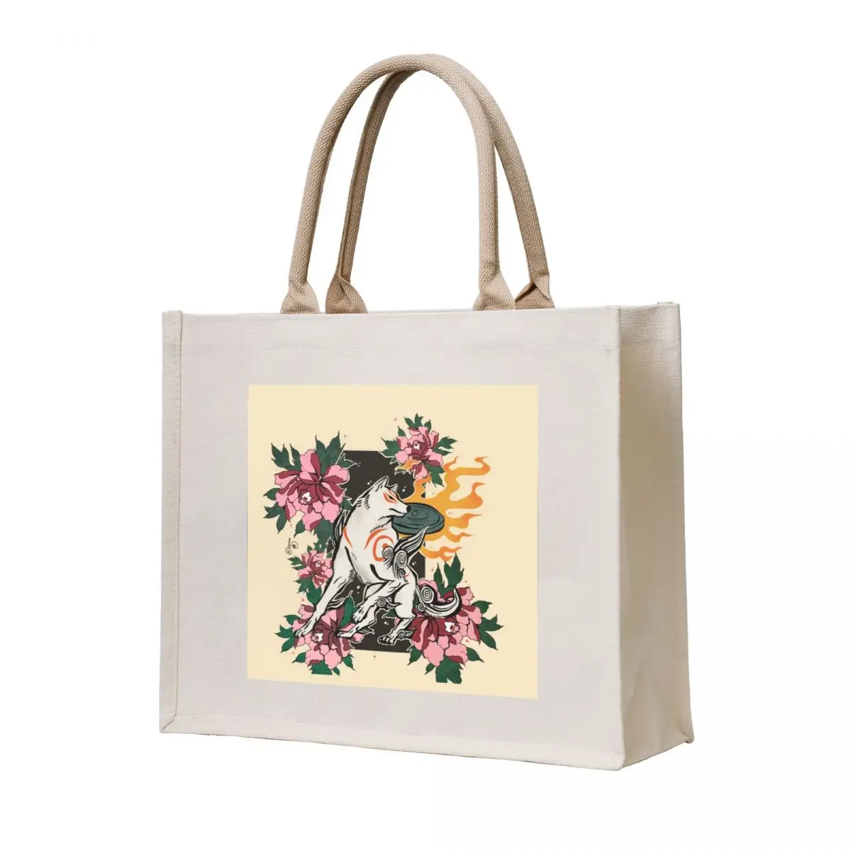 

Okami Floral Tote Bag tote bags cloth bags tote bag screen Beach bag