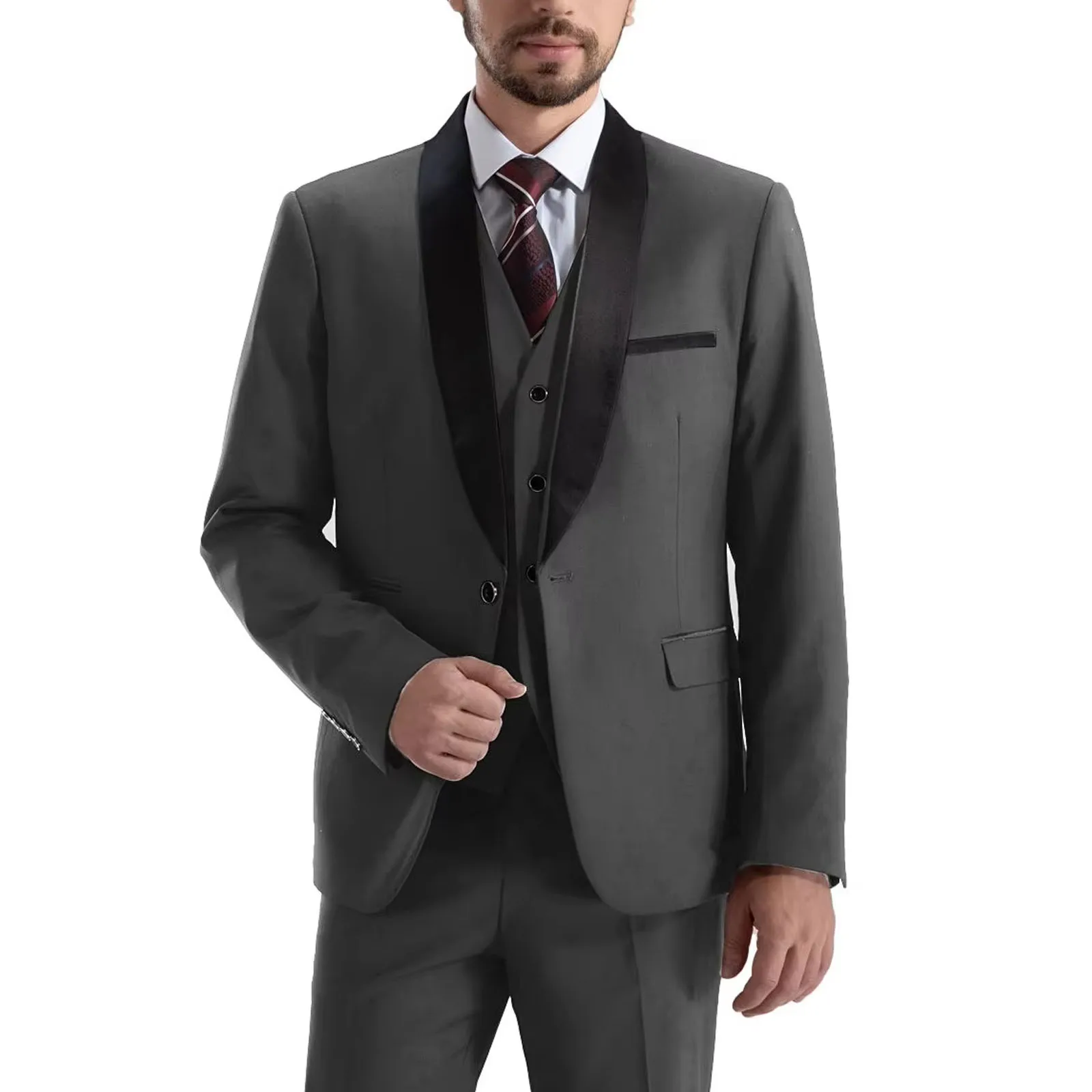 

Suit (Blazer+Vest+pants) Men's Fashion Business Gentleman Italian Style Slim Solid Color Wedding Groom Professional Best Suit
