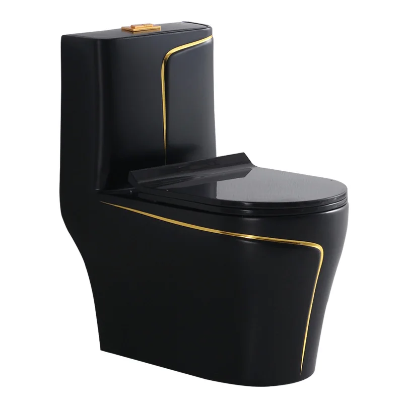 Household toilet black gold European water-saving pumping siphon personalized creative ceramic seat toilet bathroom