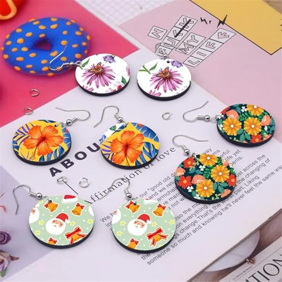 DIY Sublimation Earring 180Pcs Sublimation Earring Blanks with Earring Hooks and Jump Rings Heat Transfer Earring Blank Round Ea