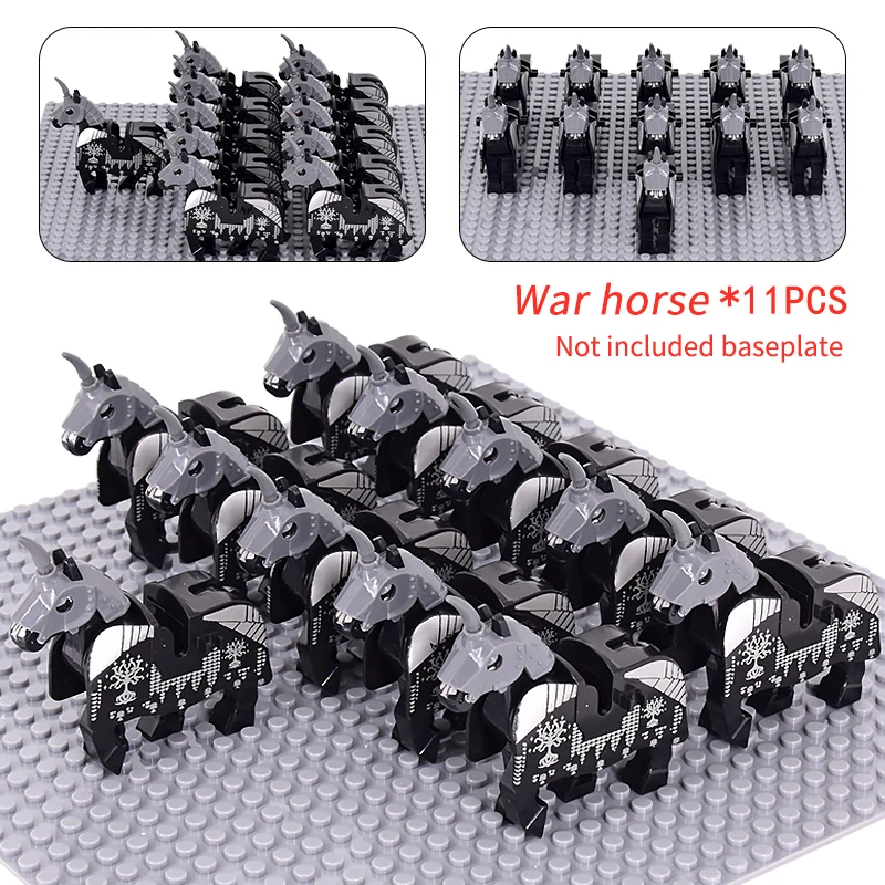 MOC Medieval Gondor Knights lotr Figures Set Warrior Armored Soldiers War Horse Army Weapons Shield Sword Helmet Bricks Toys