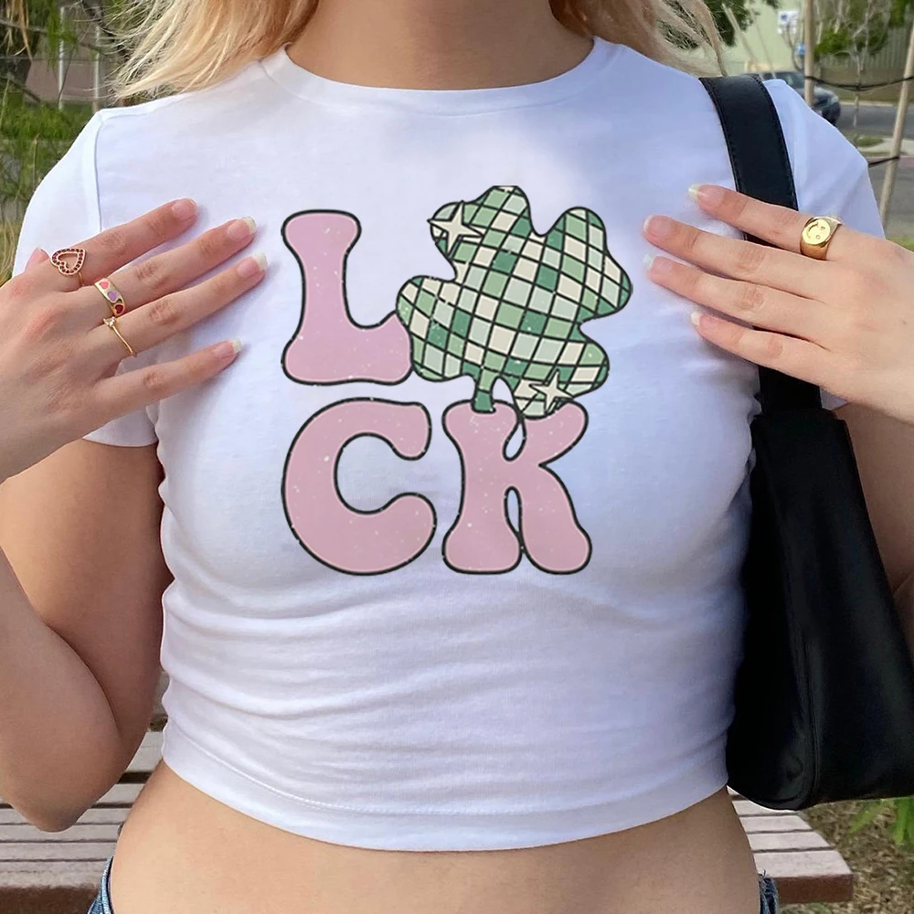 

St Patricks Day Cropped Top Irish Shamrock Crop Top Vintage Luck Shirt Irish Shirt Shamrock Graphic Tees Women Sexy Crop Tee