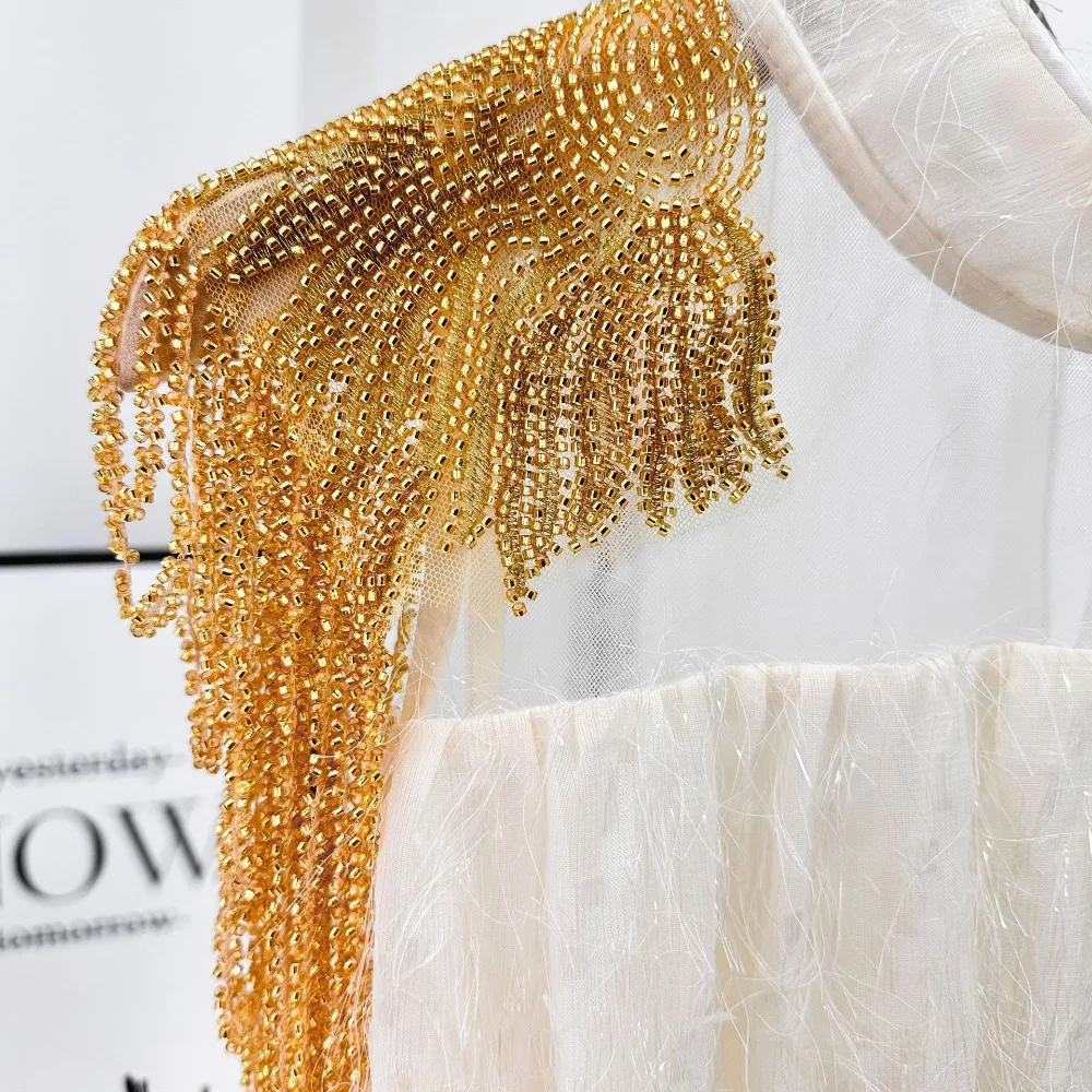 1PC Fringed Sequined Beaded Uniform Epaulets Unisex Removable Party Costume Epaulettes Shoulder Wrap DIY Decoration