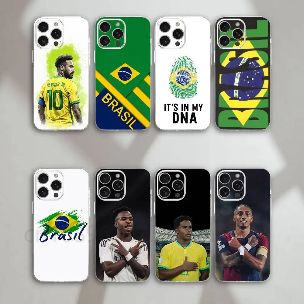 

Futebol do Brasil Brazilian football for iPhone 17 16 15 11 12 13 14 Plus 15 Pro Max 13 mini 16e Ultra Thin Clear TPU Cover Bag