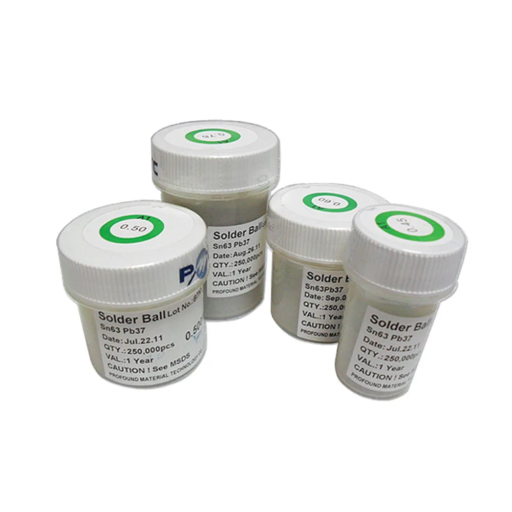 

Leaded 250K/Bottle PMTC BGA Reballing Solder Ball 0.2 0.25 0.3 0.35 0.4 0.45 0.5 0.55 0.6mm for IC Chips PCB Welding Rework