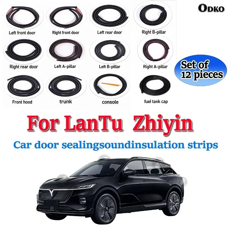Car Door Seal Strip Rubber Noise Insulation Dustproof Seal Strip Not easy to Fall off For Lantu Zhiyin Car Accessories 12PCS