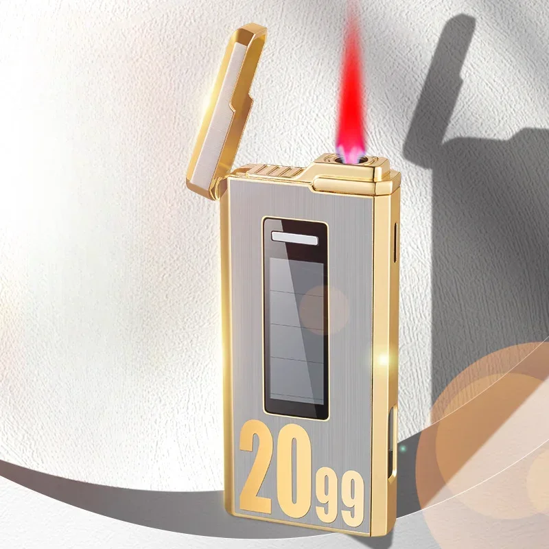 New Creative Solar Rechargeable Lighter Metal Red Flame Modern Simple Personality High-end Inflatable Gift Lighter Men's Gift