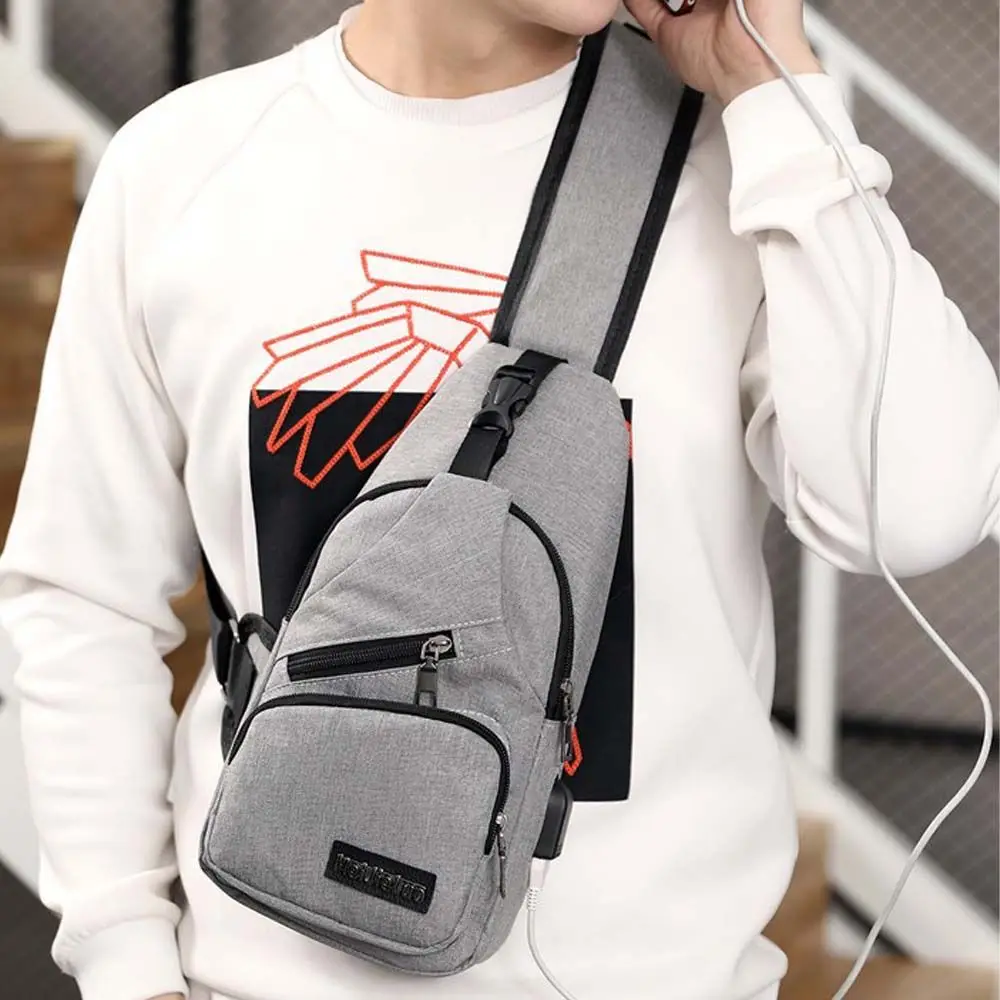 Korean Style Simple Fashion Casual Men's Chest Bag Single Shoulder Crossbody Bag Small Bag Chest Bag Fashion Men's Cross Bag