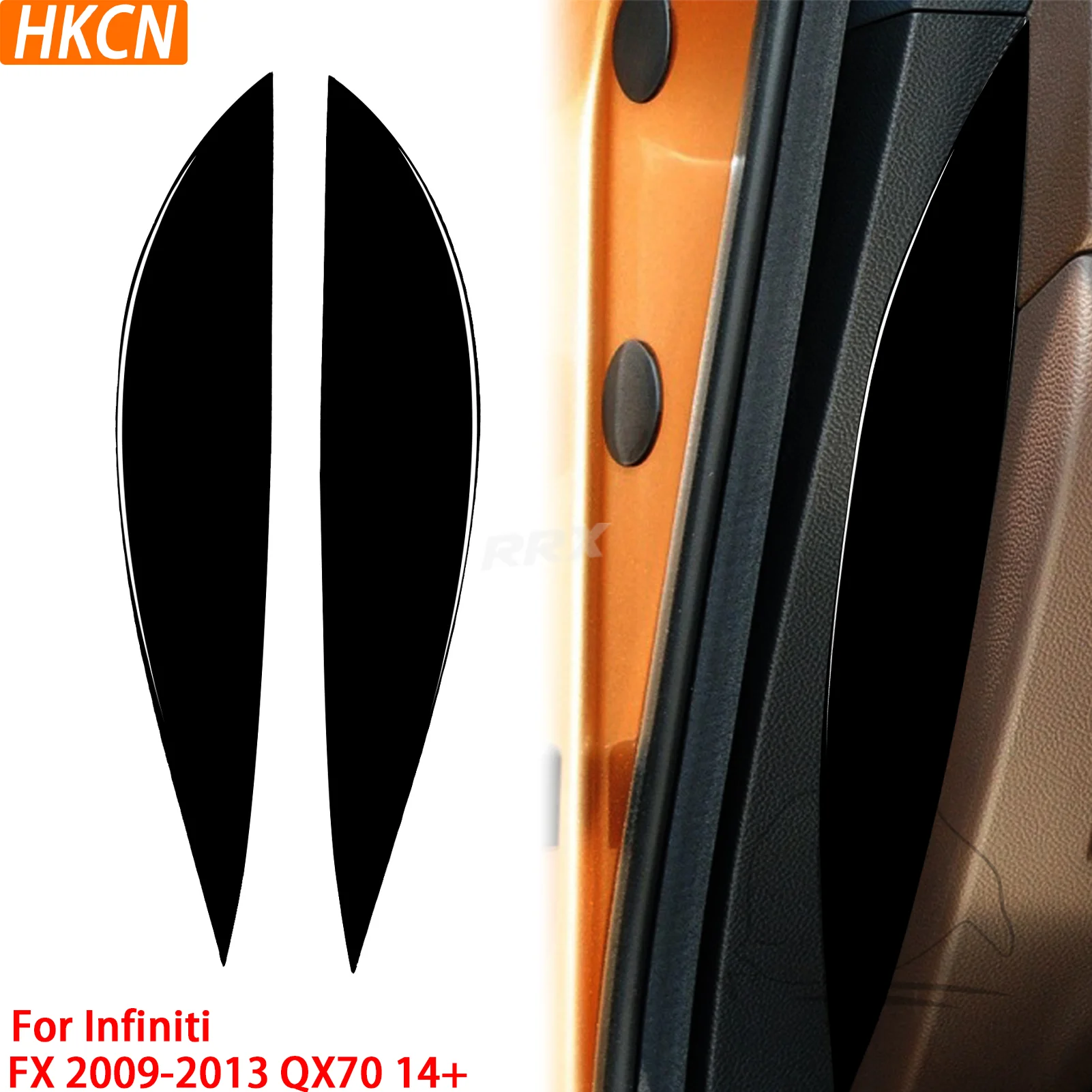 For Infiniti FX 2009-2013 QX70 14+ Piano Black Car Door Front Groove Fender Panel Coverings Interior Accessories Stickers