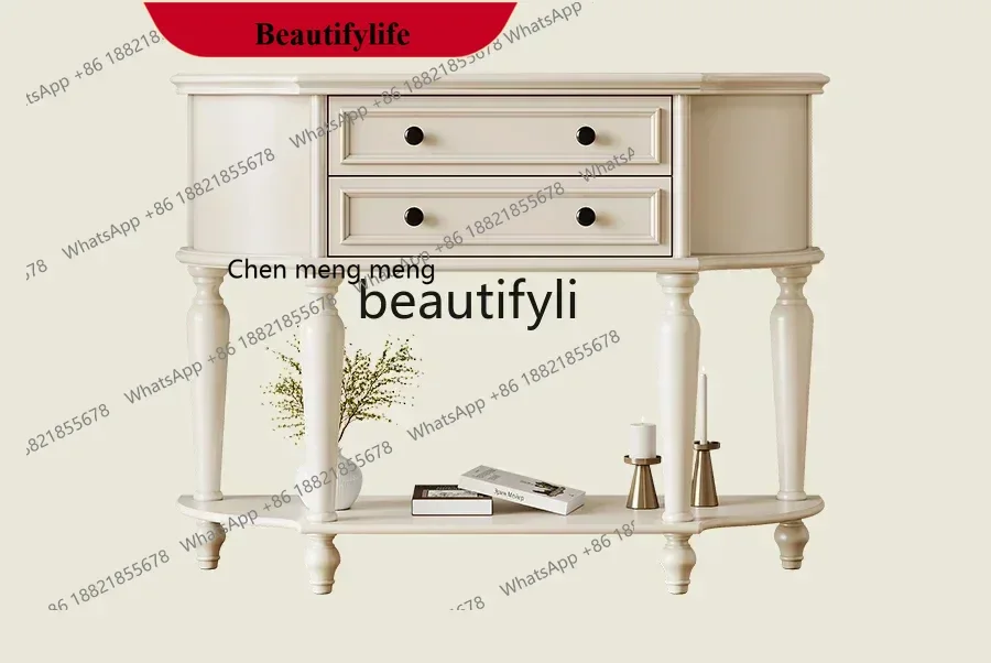 D178 Y French Cream Style Solid Wood Entrance Cabinet Door-to-Door American Storage Cabinet Extremely Narrow Hall Cabinet