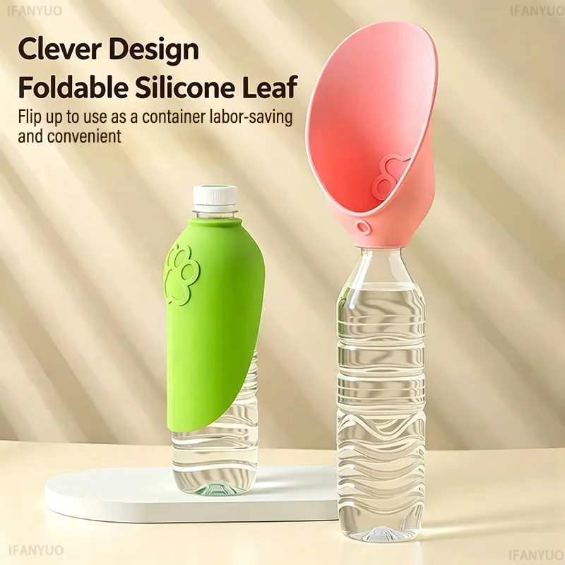 Silicone Dog Cat Drinking Bowl Outdoor Feeding Water Portable Drinking Cup for Pets Interchangeable Bottle Dog Feeders Supplies
