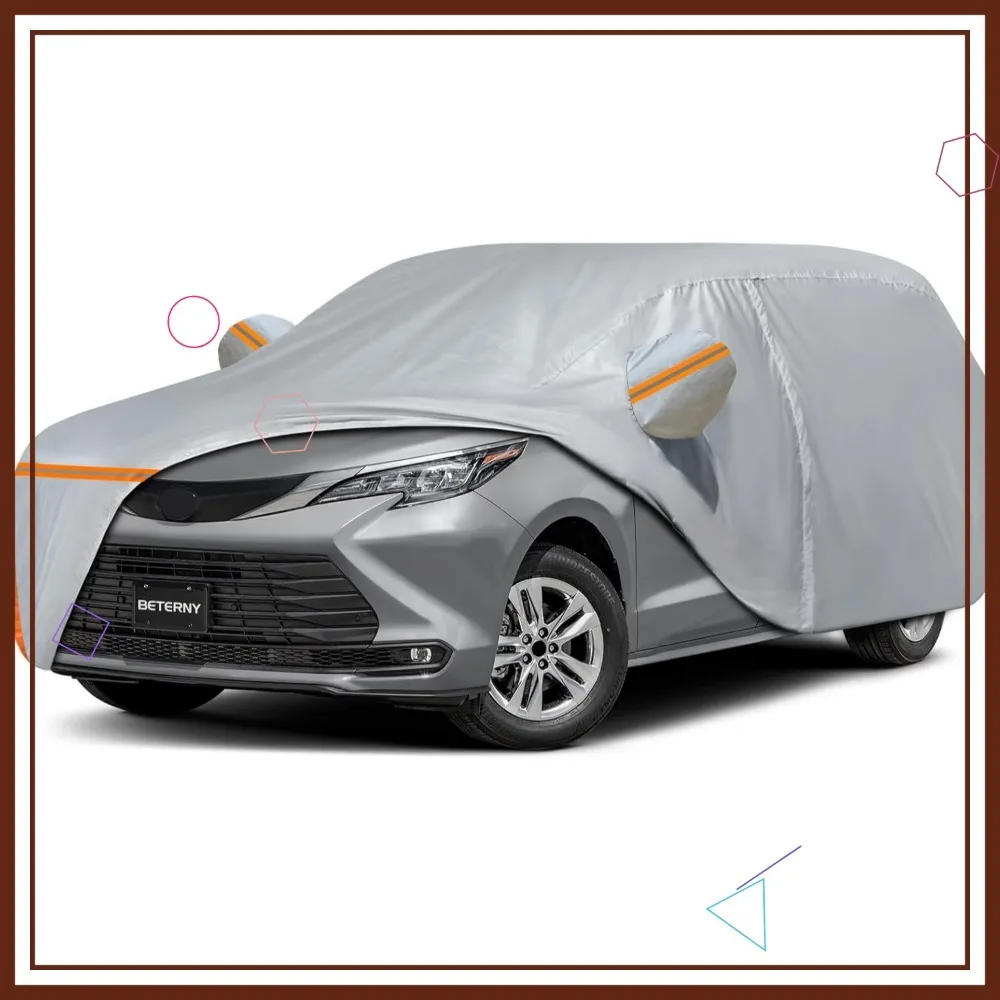 

Universal Minivan Waterproof Car Cover with Zipper Access, All-Weather Protection Against Sun Rain Snow Dust - Gray
