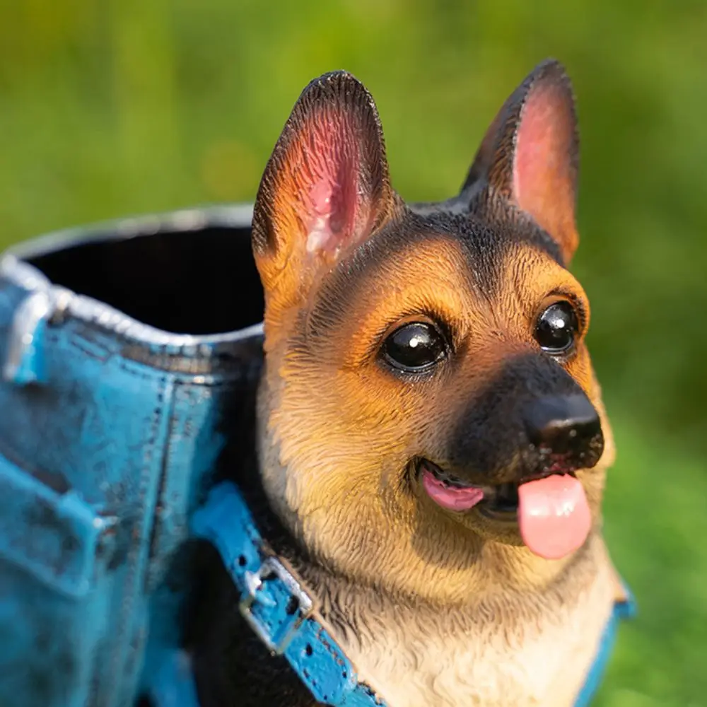 Multifunzionale con zaino Portapenne per cani Statua di cane in resina di cartone animato dipinta a mano Simpatico contenitore per desktop da ufficio
