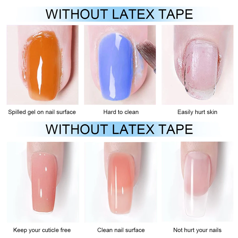 Líquido de uñas de 15ml para pelar, protector de cutícula con borde anti-desbordamiento, cinta de látex para uñas, protector de dedos y esmalte 2
