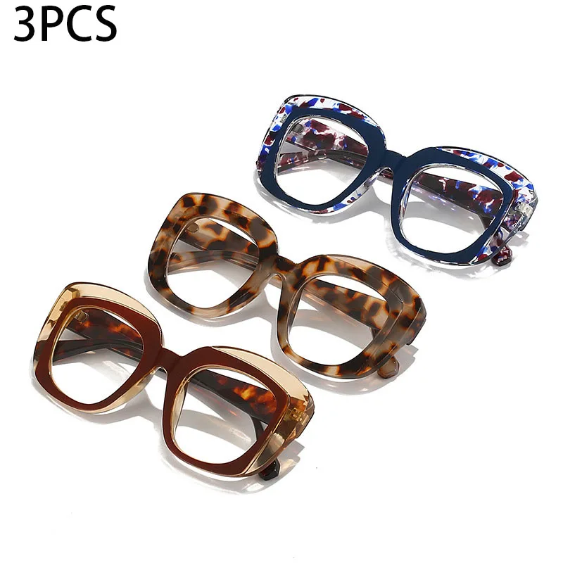

3 шт. новые модные женские очки в стиле «кошачий глаз» с большой оправой, защитой от синего света и линзами высокой четкости (без диоптрий)
