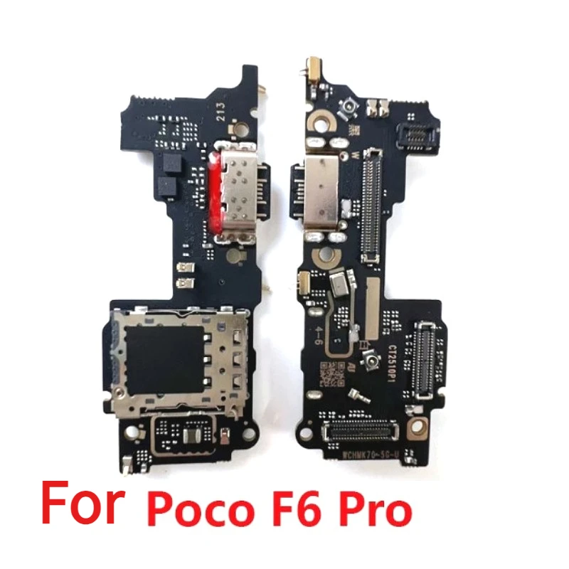 A+ Fast Charging Charge Board For Xiaomi Poco F6 Pro F6Pro SIM Card Tray Reader Microphone Mic Port Flex Cable Subboard