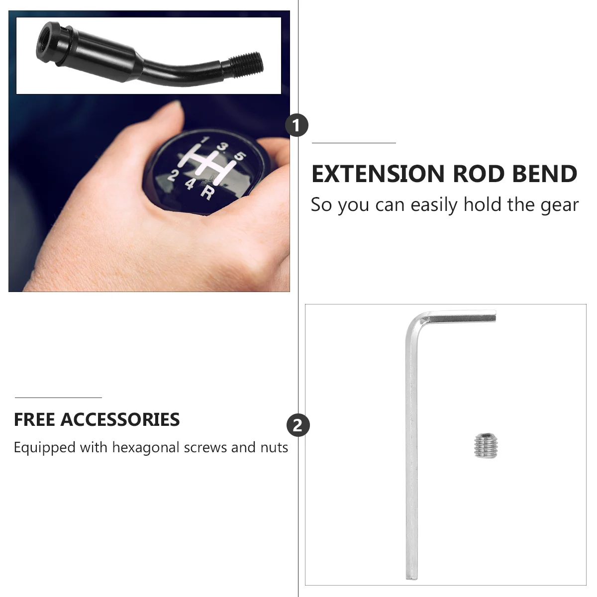 

Gear Knob Extender Durable Adjustable Lever Extender for Car Shifter Extension Rod Quick Stroke Rotatable Alloy Head