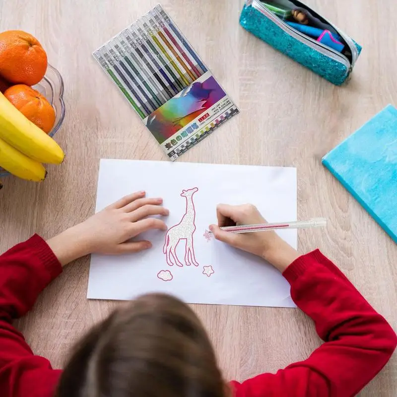 مجموعة أقلام جل لامعة علامات لامعة جل عصا القلم الألوان البريق الفن بريق أقلام للرسم العبث الكتابة المشاريع المدرسية