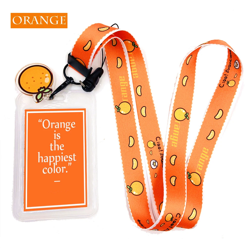 Kawaii Fruit Lanyard For Keys Cute Orange Phone Straps ID Card Pass Gym USB Badge Holder Keychain Lanyards Neck Straps