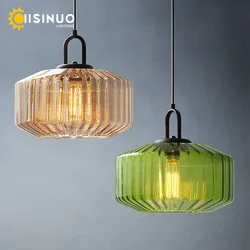 Colorfull Glass Pendant Light Amber Green Orange Creative Bedside Living Room Lamp E27 Hanging Chandelier Loft Lighting Fixtures
