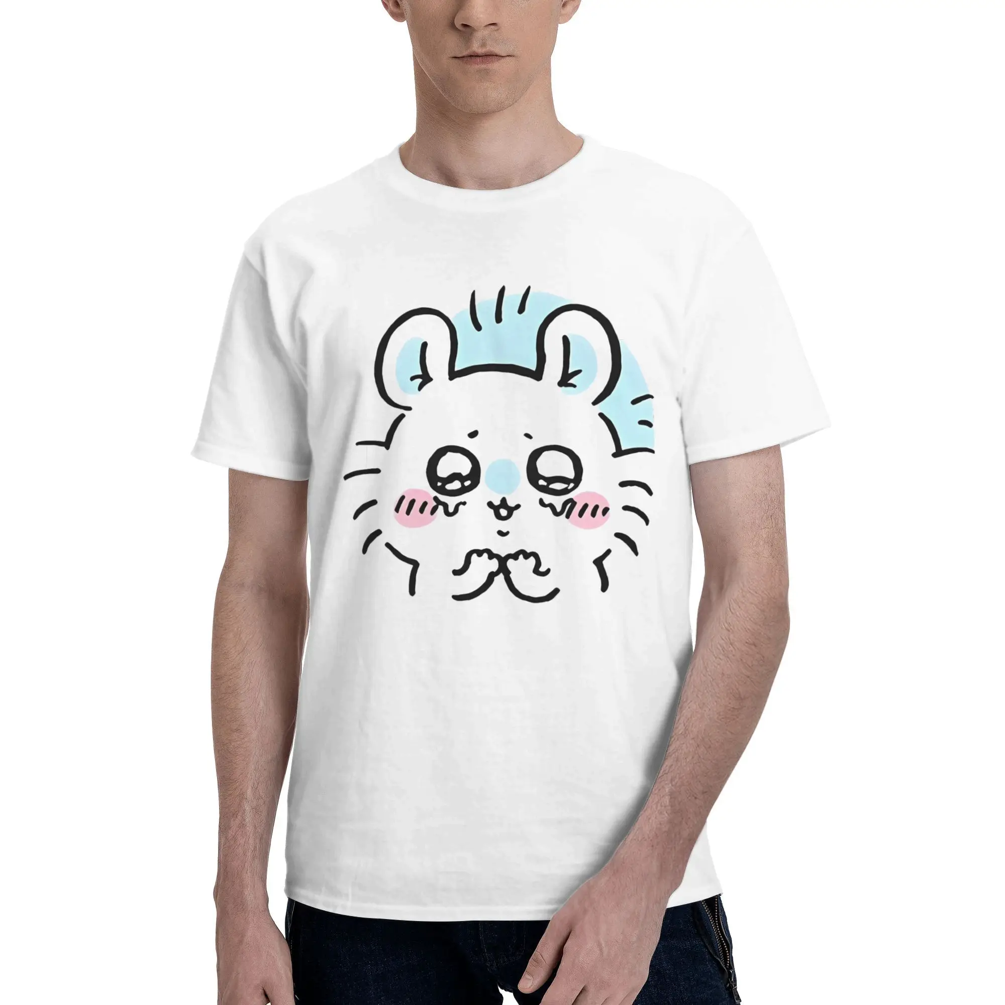 

Chiikawa Hachiware Play Guitar T Shirts Men 100% Cotton Vintage T-Shirts Round Neck Tees Short Sleeve Clothing Plus Size